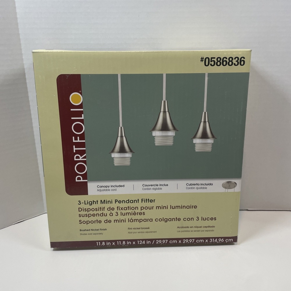 Portfolio‎ Pendant Fitter Unisex Brushed Nickel 0586836 3-Light Mini Adjustable